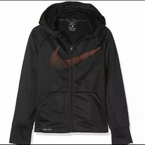 Nike Boys M Black Dri Fit Zipup Athletic Hoodie